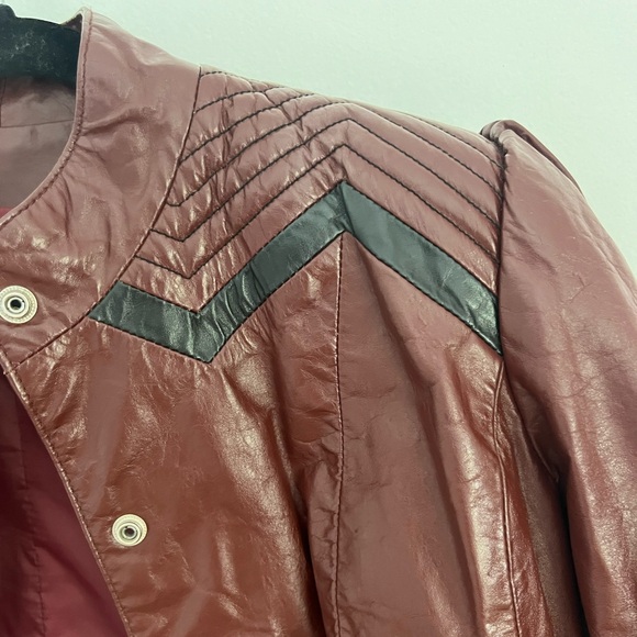 Maroon Genuine Leather Jacket - Picture 2 of 7